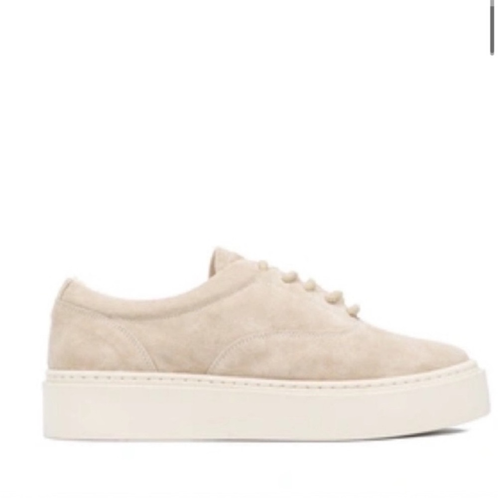 Aquatalia NEW Lora Soft Suede Lace Up Beige Sneakers size 37